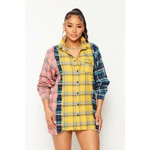 Multi Plaid Long Sleeve Button Down Shirt